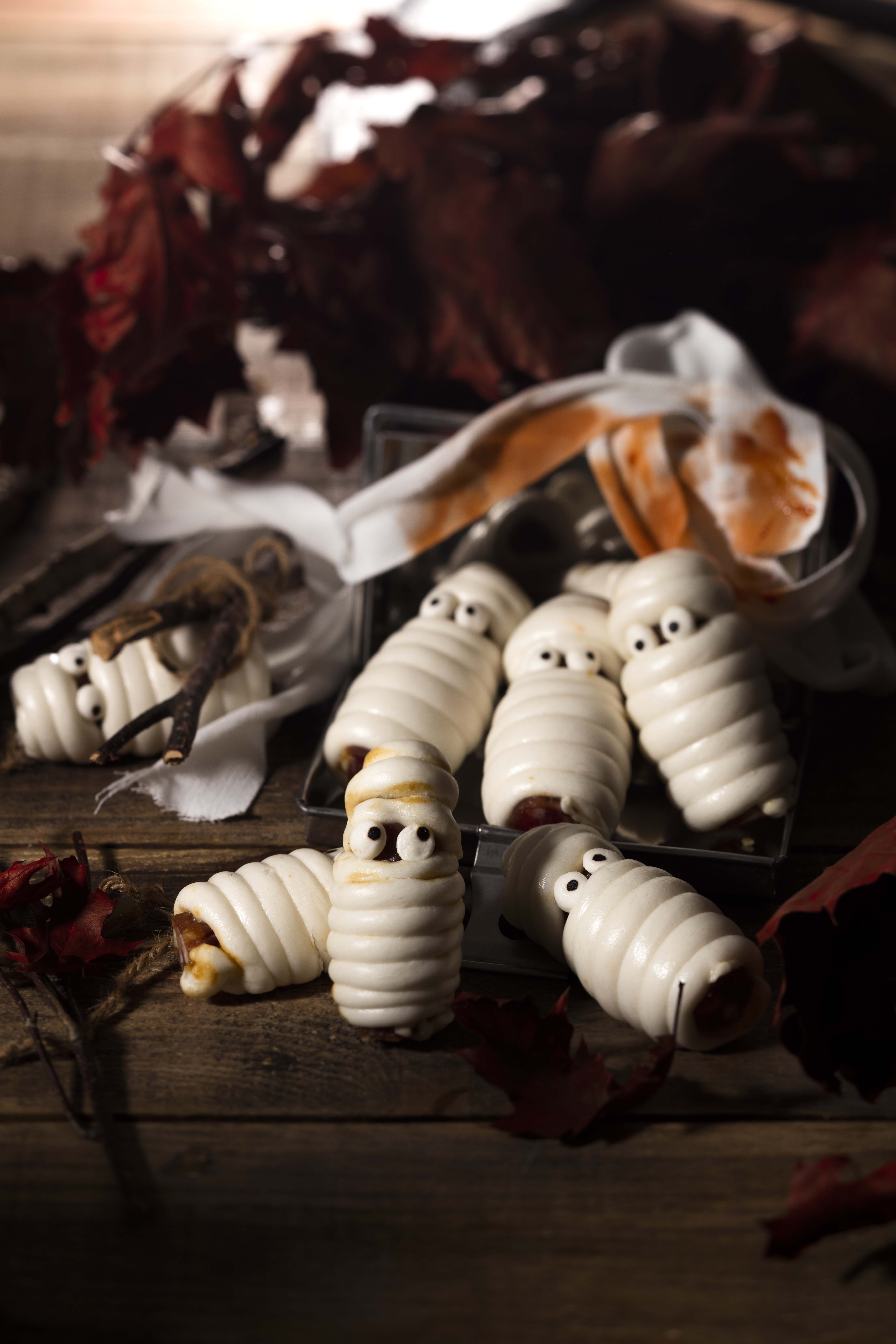 Steamed Mummy Sausage Buns