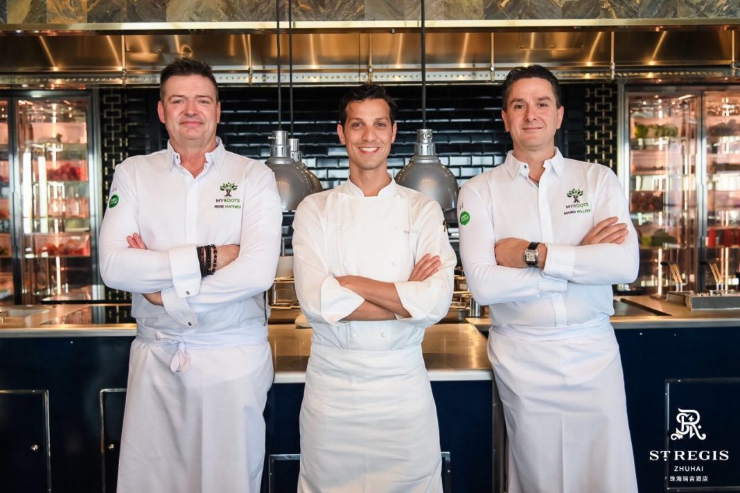 从左到右：René Mathieu 大厨， Michele Tenzone 大厨，Ilario Mosconi大厨 | From left to right chef René Mathieu, chef Michele Tenzone, chef Ilario Mosconi
