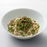 2019-07-Stir-fried Minced Pork Mixed Noodles, Chive Flowers, Fermented Black Bean