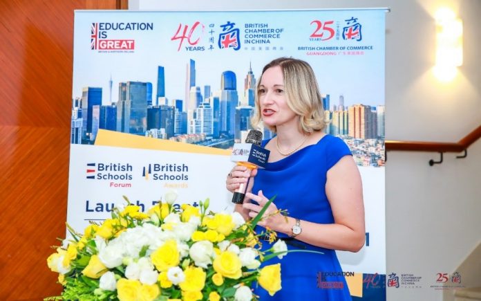 Jo Hawley, British Consul General in Guangzhou delivering opening remarks at the launch event